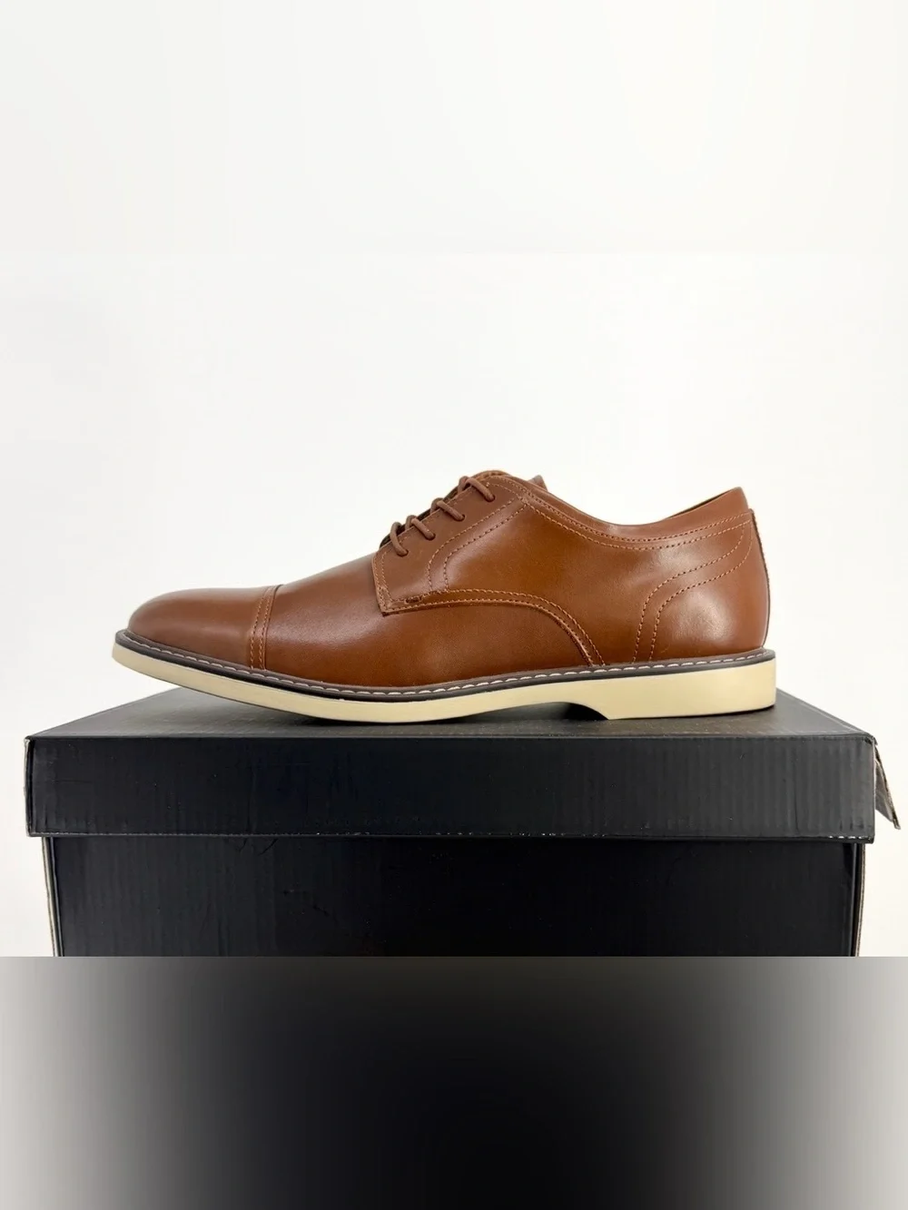 Alfani Theo Cap Toe Derby Mens Dress Shoes Tan Size 13 Memory Foam New In Box